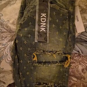 KDNK Men's Skinny Jeans - Distressed Green